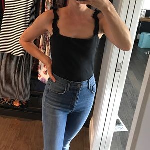 Sunday Best Black bodysuit with frilled strap